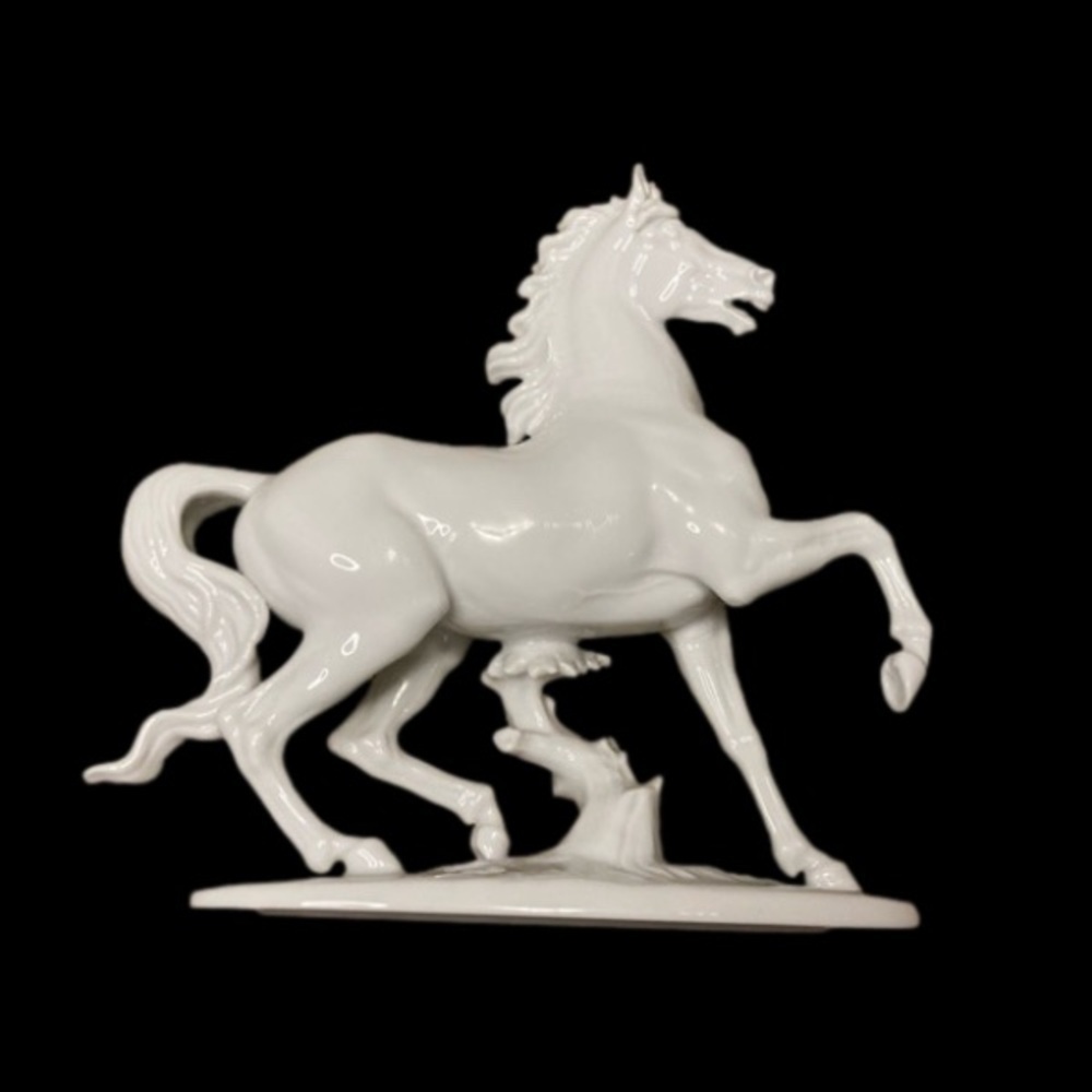 Vintage Rosenthal Germany Porcelain White Rearing Horse